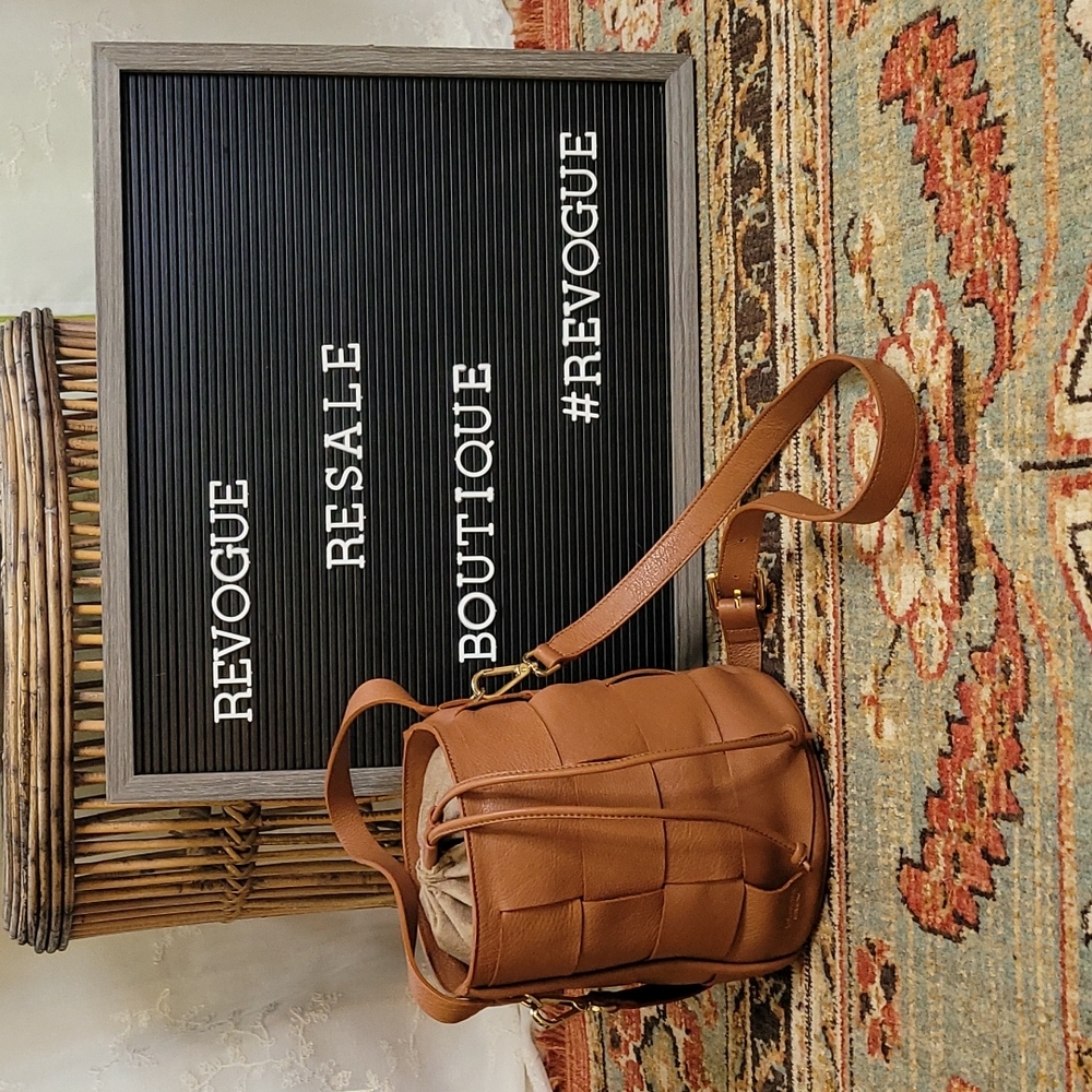 Lia Numa Leather Woven Bucket Bag